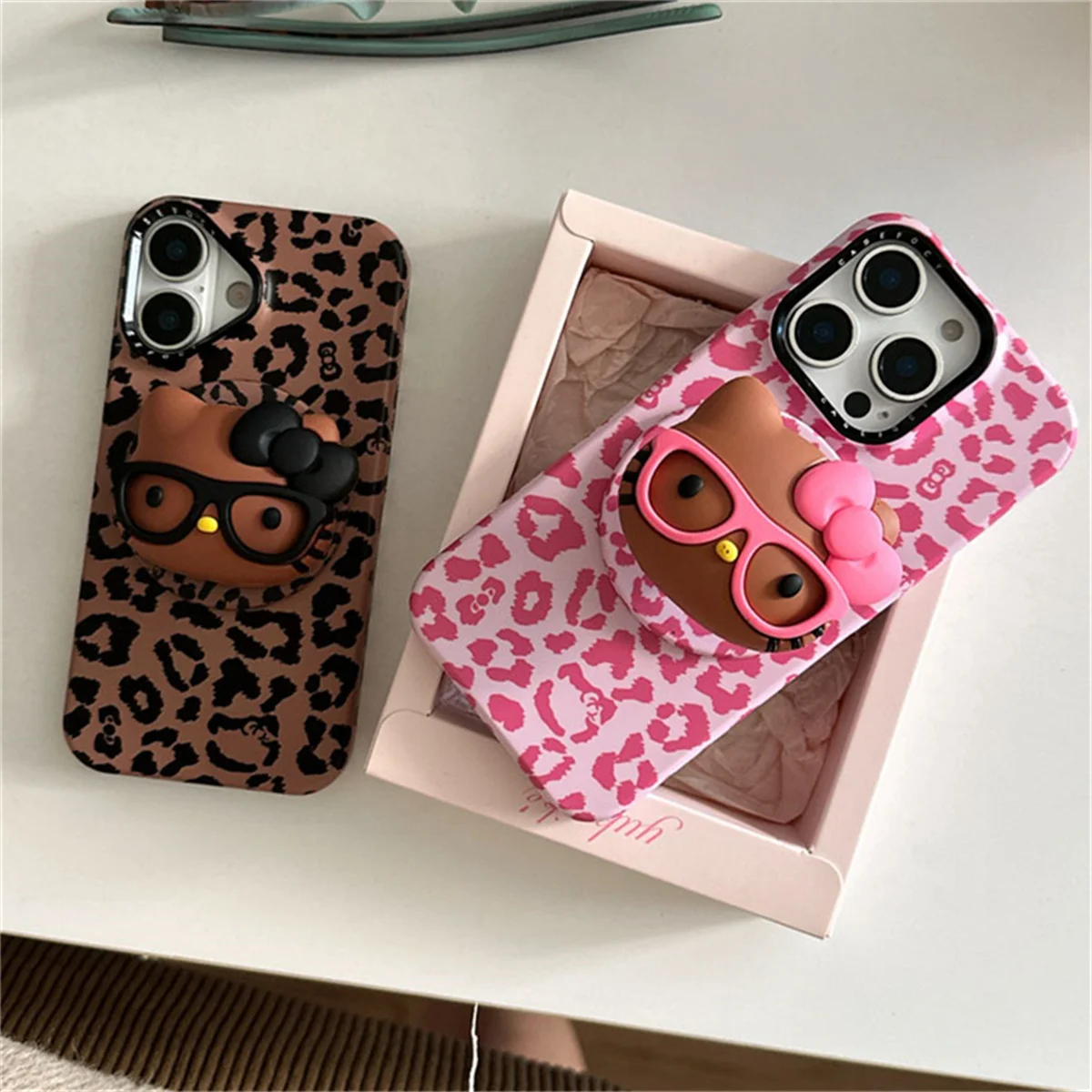 

Корейский Ins милый магнитный чехол для телефона с леопардовым принтом для iPhone 16 Pro 15 14 Pro Max, чехол с подставкой Hellokitty, мультяшные чехлы
