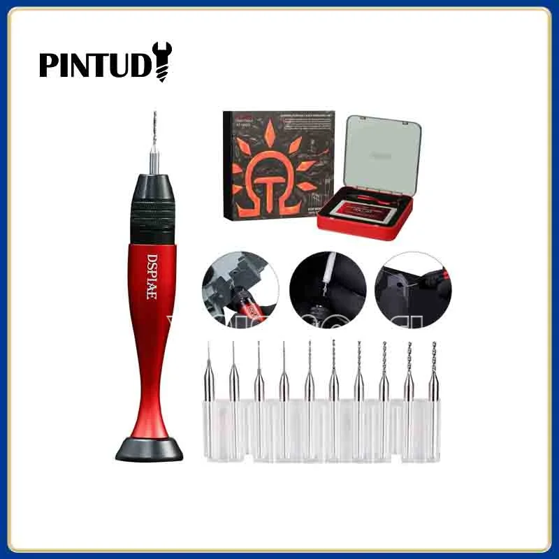 

DSPIAE AT-VHDS universal hand drill set, aluminum alloy precision hand drill, with 0.3mm-1.2mm drill bit, model making hobby DIY