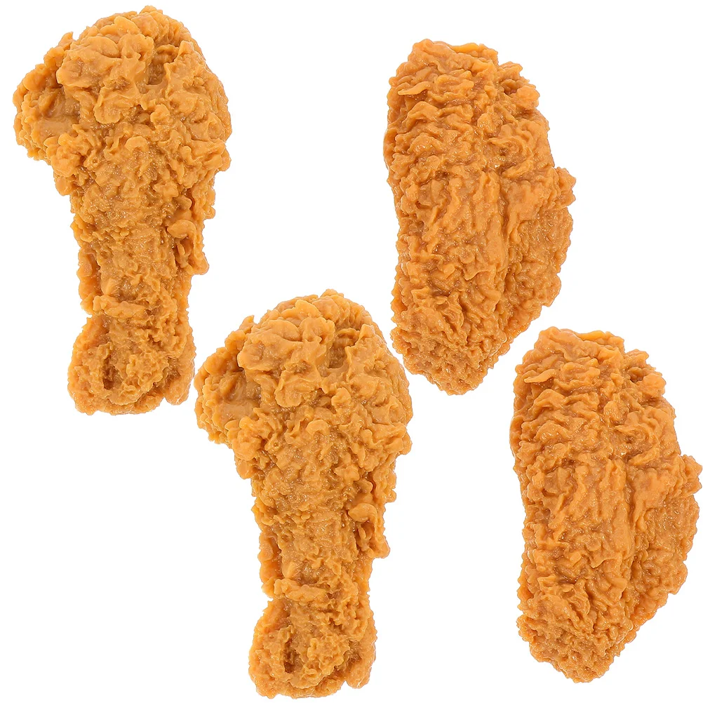 4 Pcs Realistic Chicken Meat Simulation Leg Wings Fake Food Imitated Model Artificial