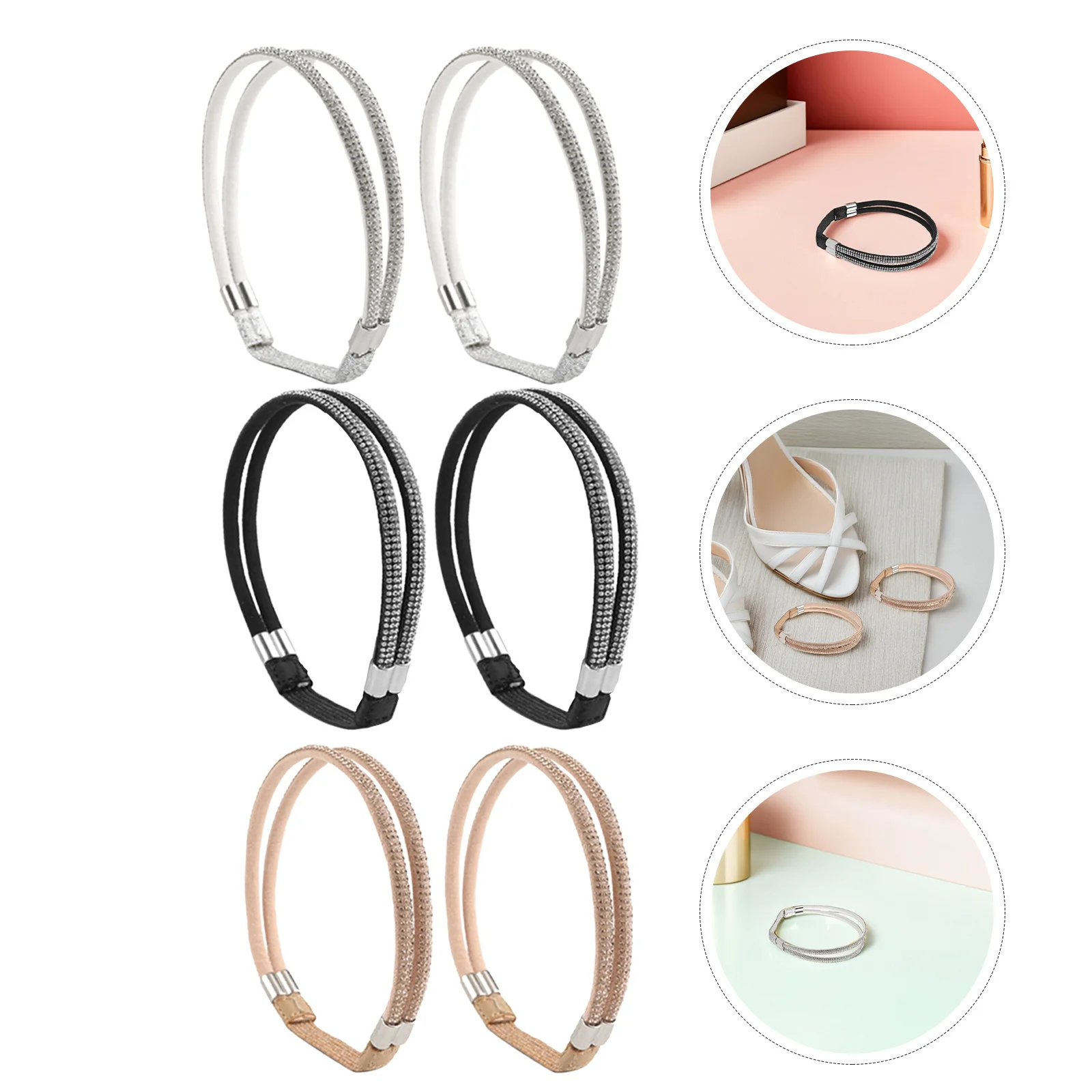 

Elastic Rhinestone Shoe Straps Detachable Anti-Loose Heel Laces For Women High Heels Sandals Ankle Belts Replacement Sport