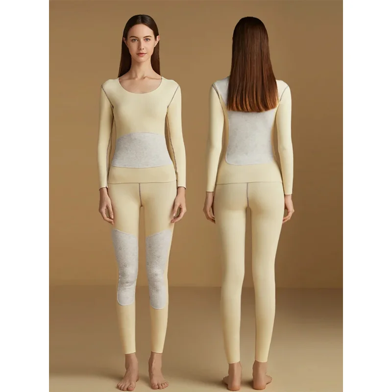 Женские бесшовные кальсоны с круглым вырезом, теплое толстое термобелье, топ и низ, комплект из 2 предметов для зимы