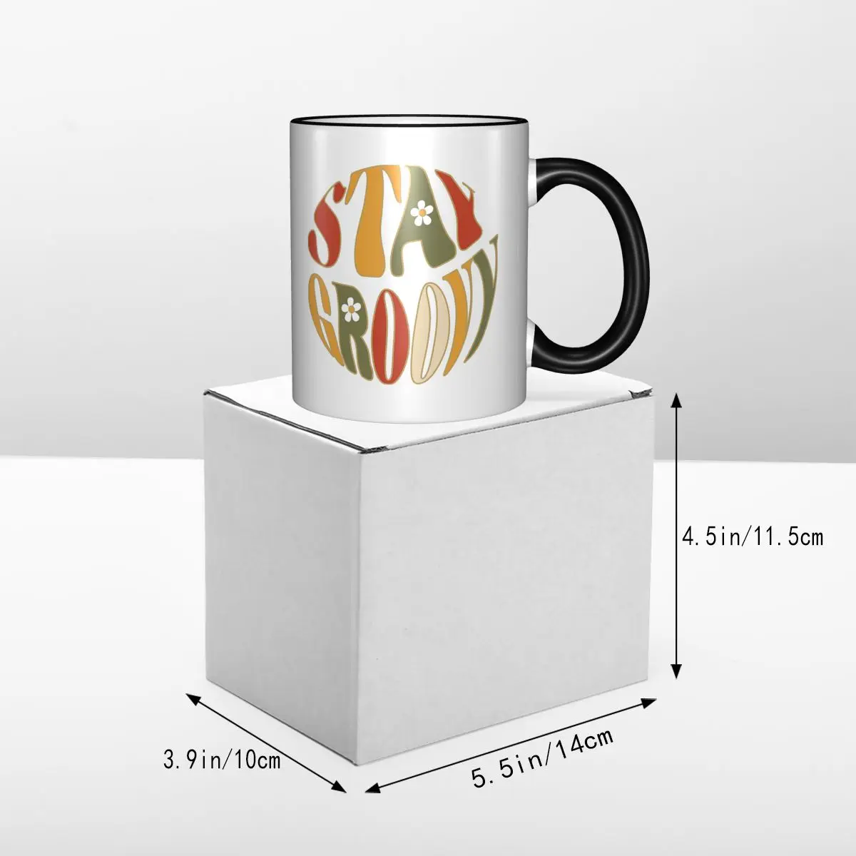 Stay Groovy Retro Circle Vintage 70s Boho Daisy Typography Mug Ceramic Coffee Cups Tea Mugs Milk Cup Drinkware Gift for Friends