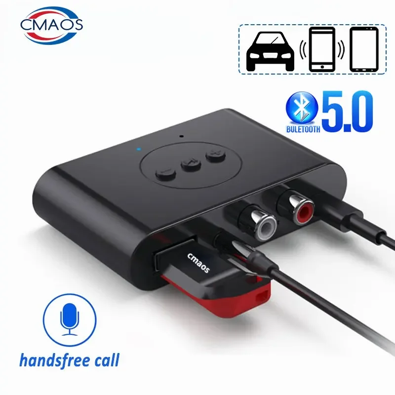 Bluetooth 5.0 ricevitore Audio U disco RCA 3.5mm 3.5 AUX Jack Stereo musica adattatore senza fili con microfono per auto Kit altoparlante amplificatore