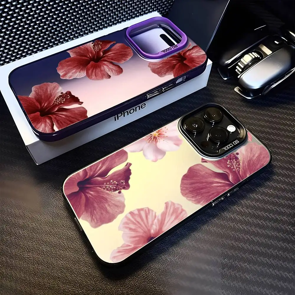 

Flower Lily Hibiscue Beauty Phone Case For iPhone17,16,15,14,13,12,11 Plus,Pro Max Purple Matte Shockproof Cover
