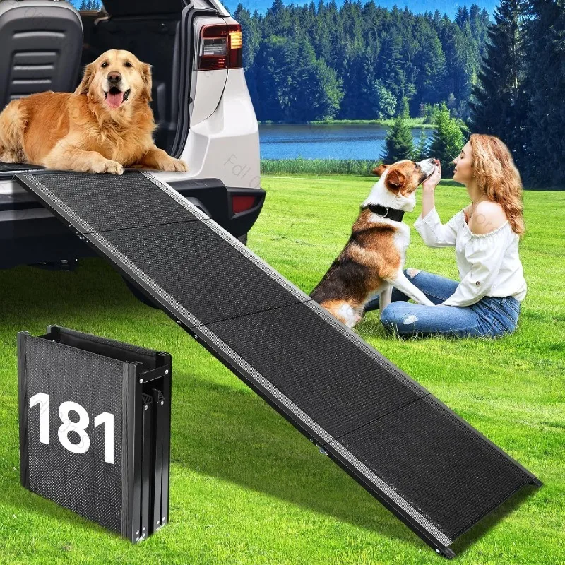Pet Ramp for Large Dogs with Non-Slip Rug Surface Dog Ramp for Car,  Extra Long Folding Dog Ramps,