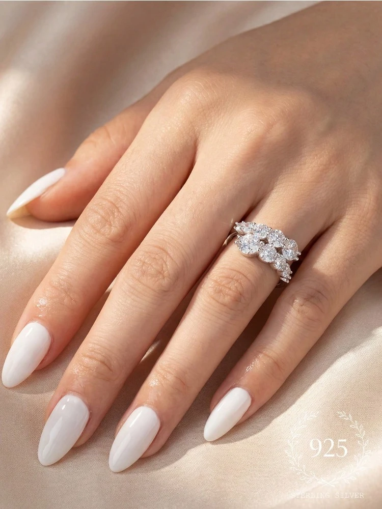 Personalisierter, wunderschöner, verstellbarer runder Zirkon-Ring aus 925er Sterlingsilber für Frauen, Jahrestag, luxuriöser, hochwertiger, edler Schmuck – Detail 4