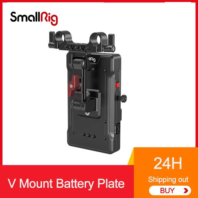 SmallRig Advanced V-Mount Battery Mount Plate with Dual 15mm Rod Clamp with Adjustable Arm with Crab-Shaped Clamp for BP-190WS