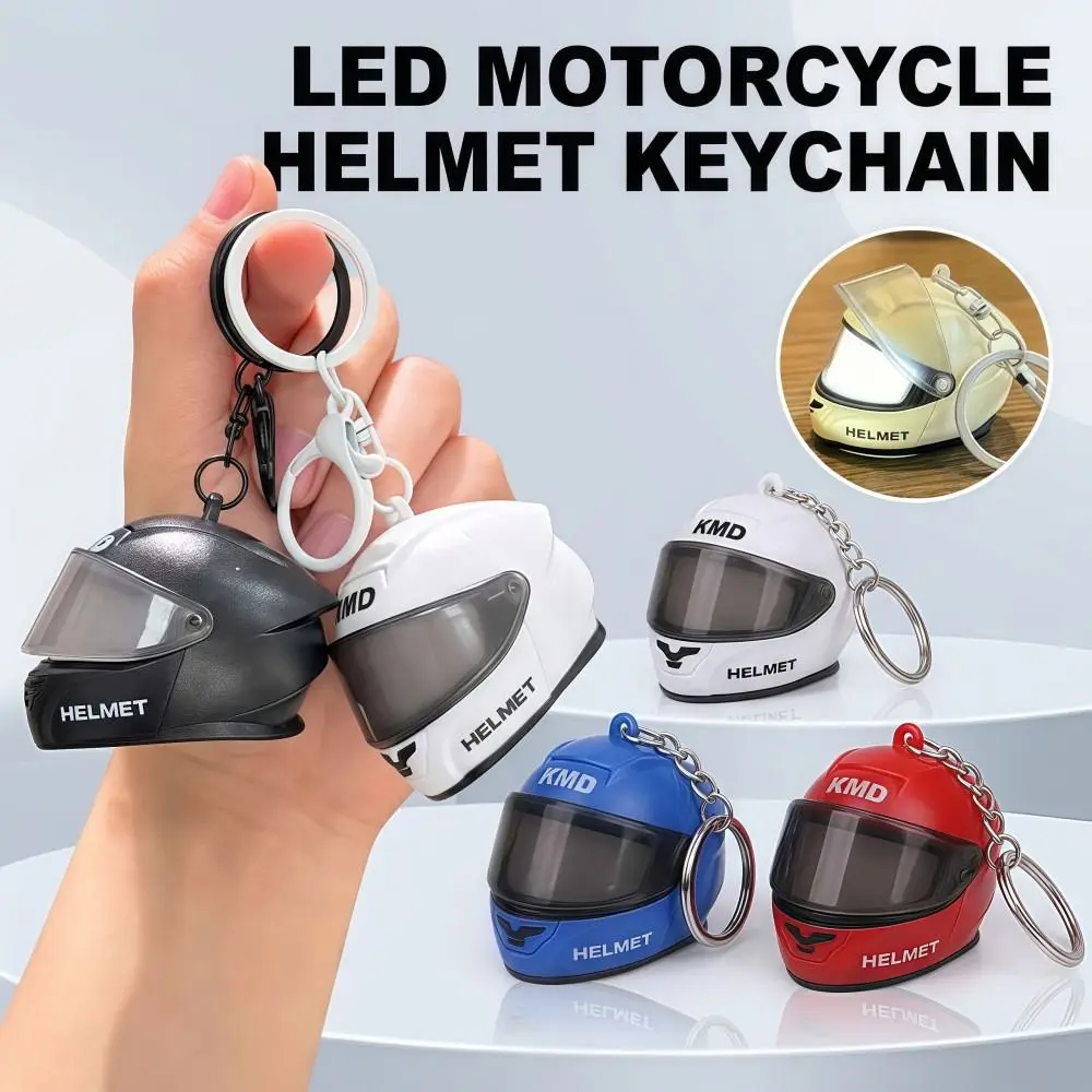 Cool Light-up Helmet Keychain Realistic Lightweight Mini Night Light Pendant Multifunctional Versatile Helmet Bag Charm