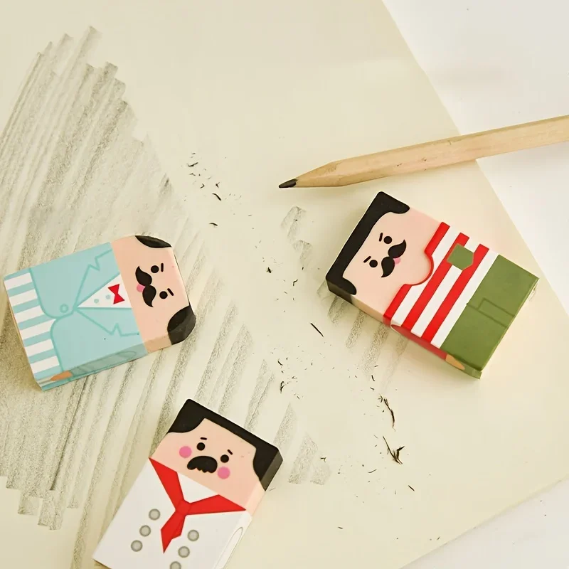 1/2/4/6 pcs Random Bald Eraser Smart Eraser Stay Up Late Bald Student Stationery