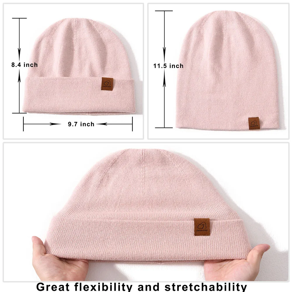 Jxwatcher Women Cashmere Slouchy Beanie Winter Hat Double Layer Warm Skullies Caps Reversible Casual Wool Hat Three Ways To Wear