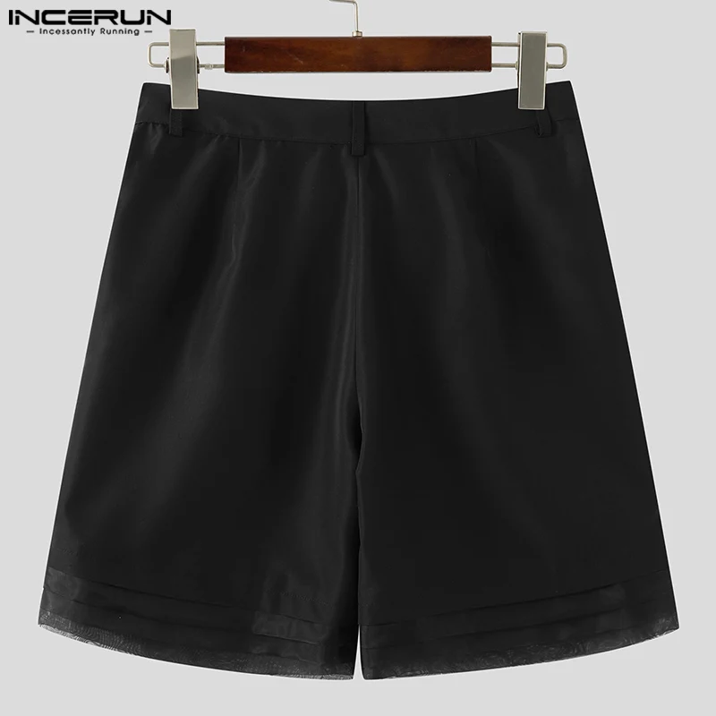 INCERUN Men Shorts Mesh Patchwork Pockets Casual Men Bottoms Streetwear Loose 2024 Summer Fashion Leisure Male Shorts S-5XL