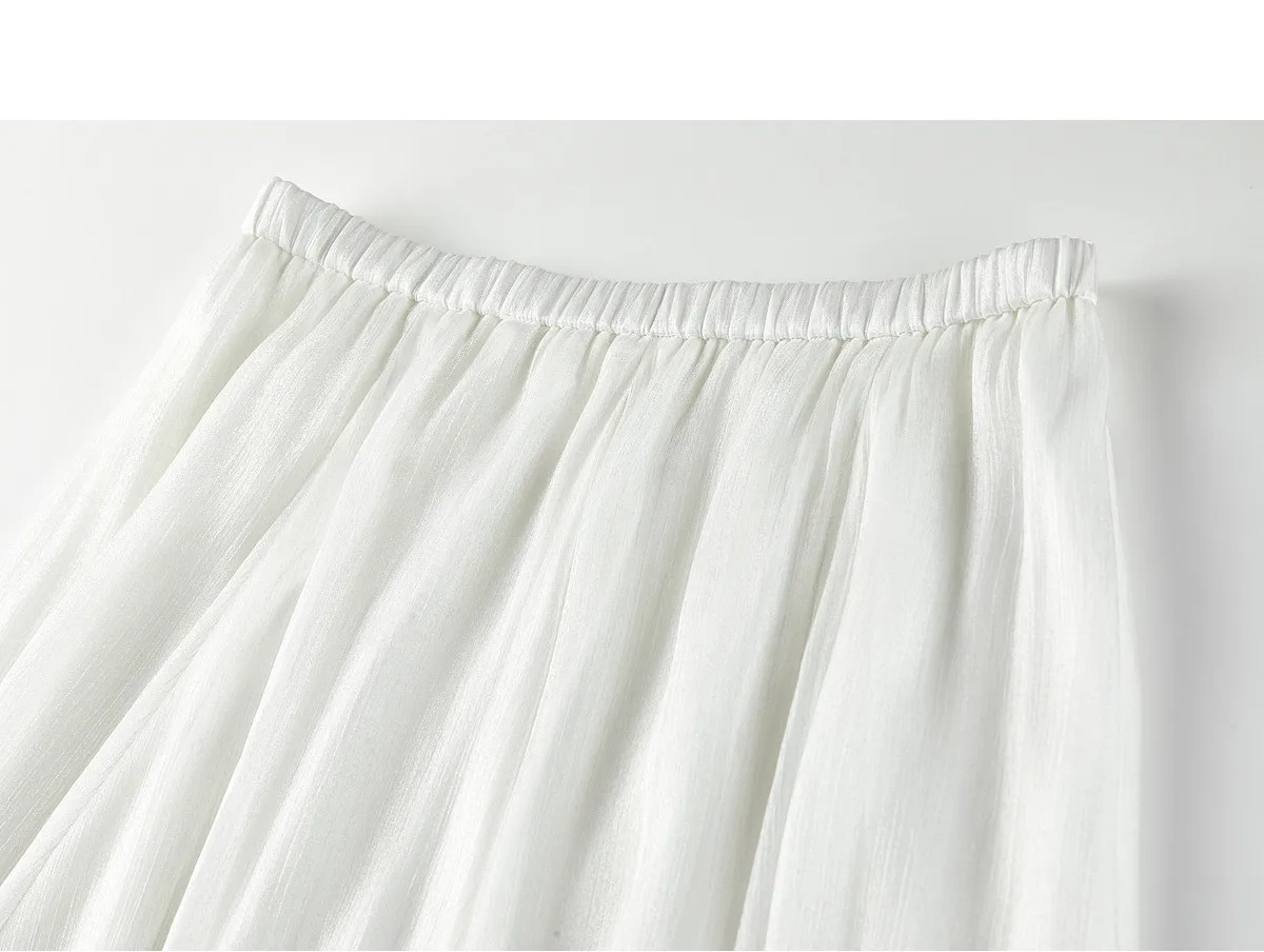 SENTUBILA Weißer Chiffon-Schimmerrock für Damen, Sommer 2026, Eleganter, Elastischer Bund, Unregelmäßiger, Lässiger Schirmrock Q62QG7308 – Detail 37
