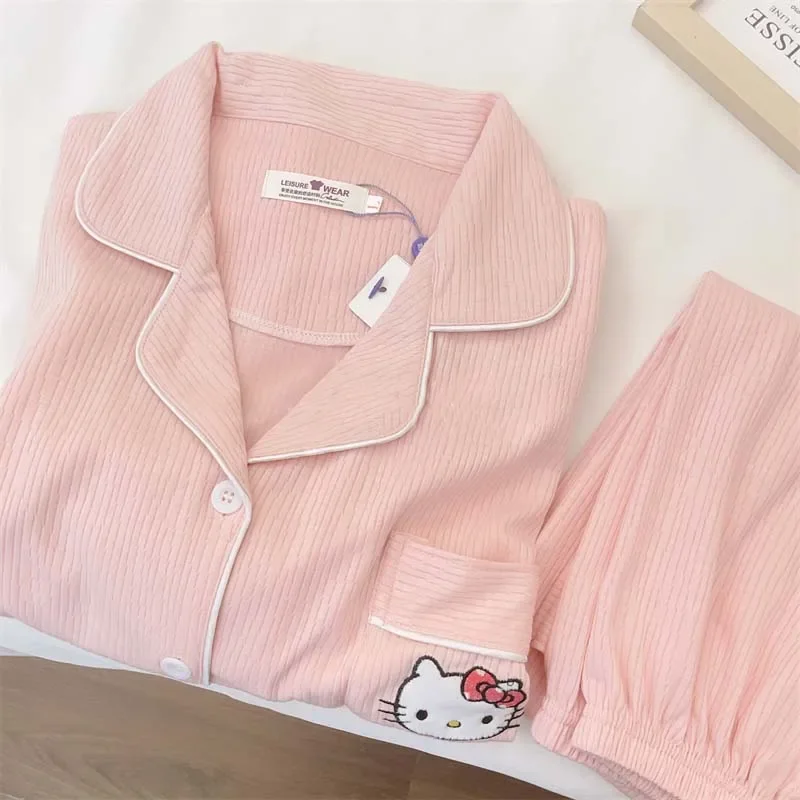 Miniso Sanrio Hallo Kitty Pom Pom Purin Kawaii Anime Haus Pyjama Herbst lange Ärmel und Hosen Anzug Student Geburtstags geschenke