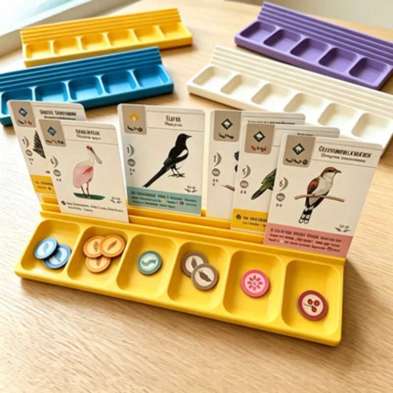 6 Grids Board Game Card Storage Tray, Multi Compartment Game Piece Organizer Holder for Tabletop Gaming Component Sorting