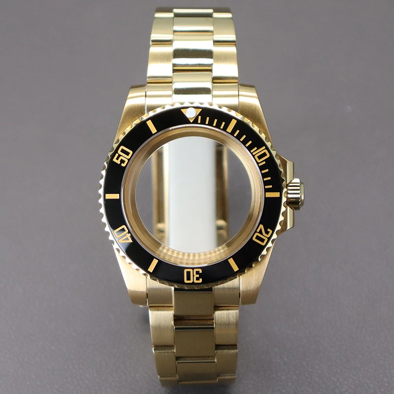 40mm Watch Cases Bracelet Sapphire Crystal for NH35 NH36 4R36 Miyota8215 Eta 2824 Movement Gold pvd Watch Parts 28.5mm Dial Sub
