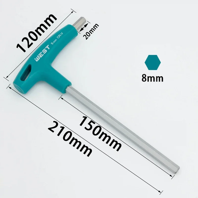 Vis à clé hexagonale à poignée en T outils de réparation de vélo tournevis 2/2mm, 3mm, 4mm, 5mm, 6mm, 8mm, 1 pièce, 6 pièces image 3