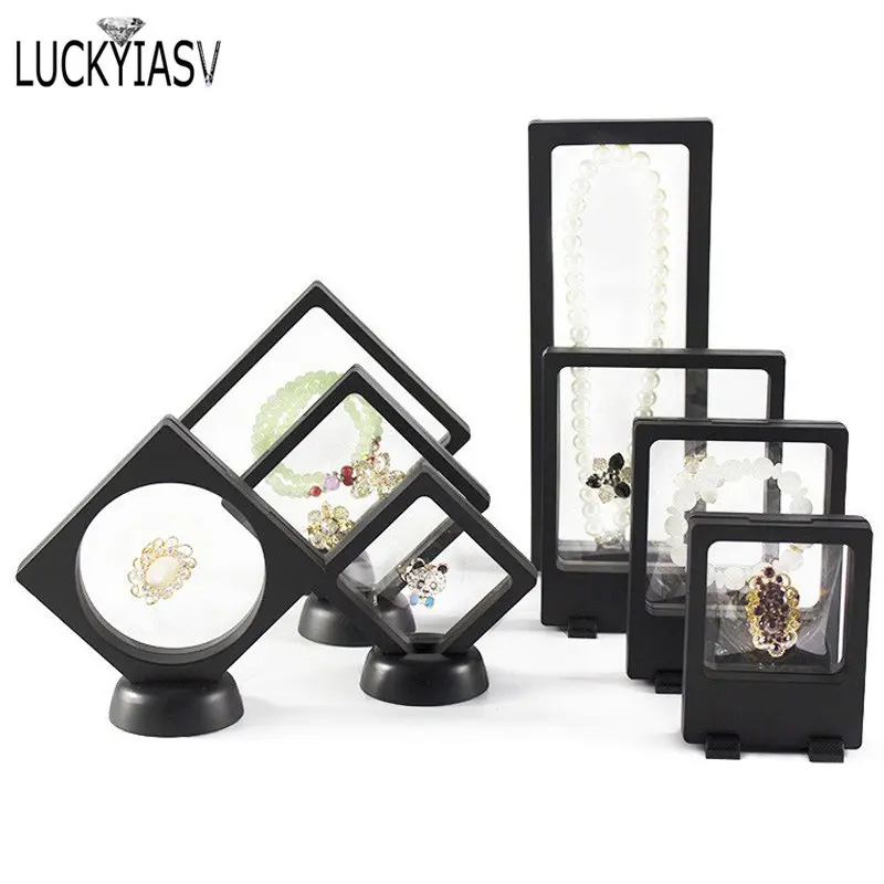 PET Jewellery Box Challenge Coin Display Stand 3D Floating Transparent Phone Case Jewelry Specimen Military Medal Stand Frame