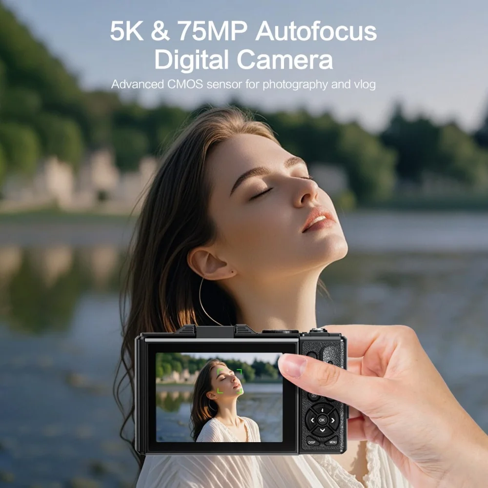 Life Camera Photographer Flip Screen Attachable Wide-Angle Macro Lens Travel Photography & Video Student 5K Wi-Fi Digital Camera