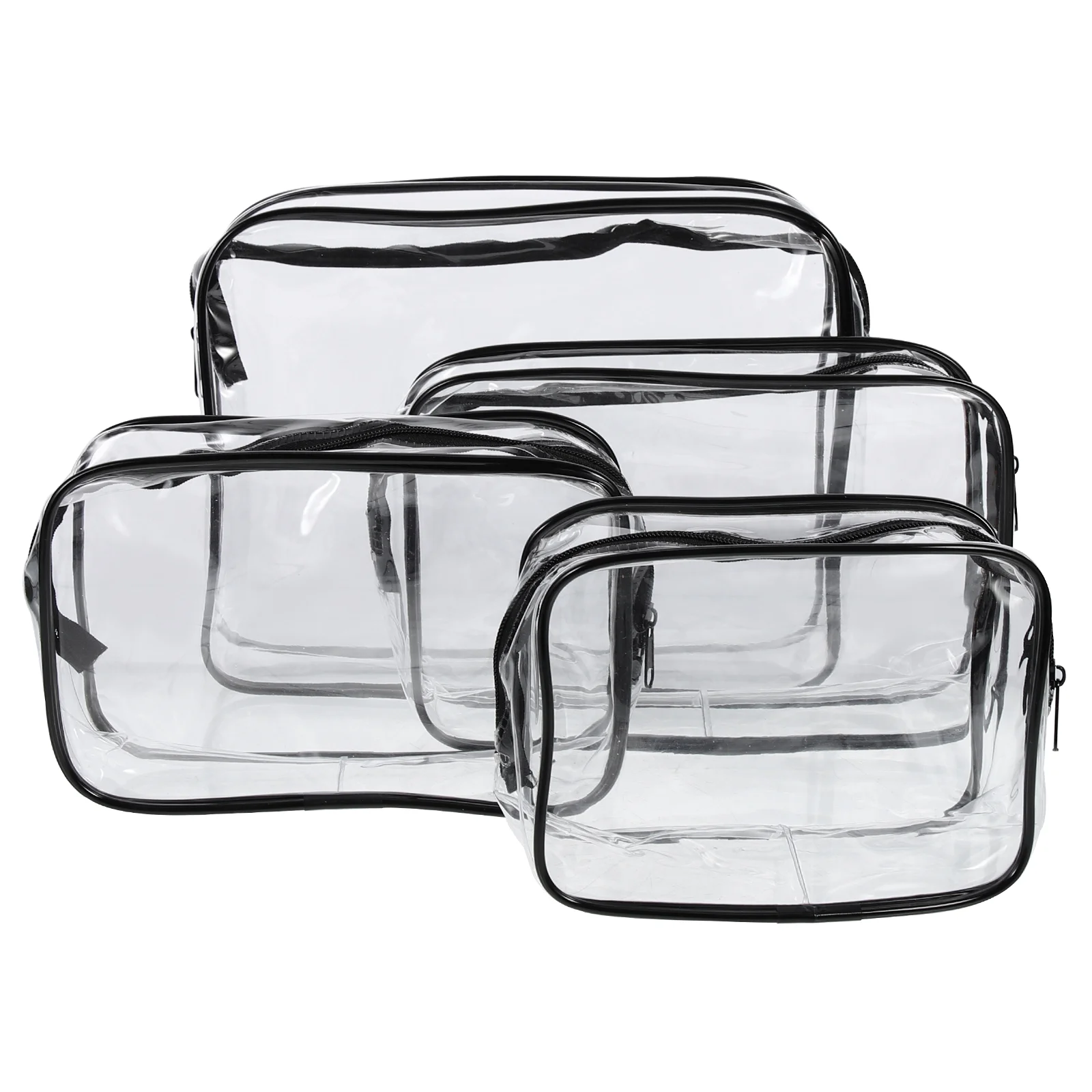 4 Pcs Makeup Bag for Travel Pvc Transparent Woman Wash Water Proof Black Toiletry Handbags