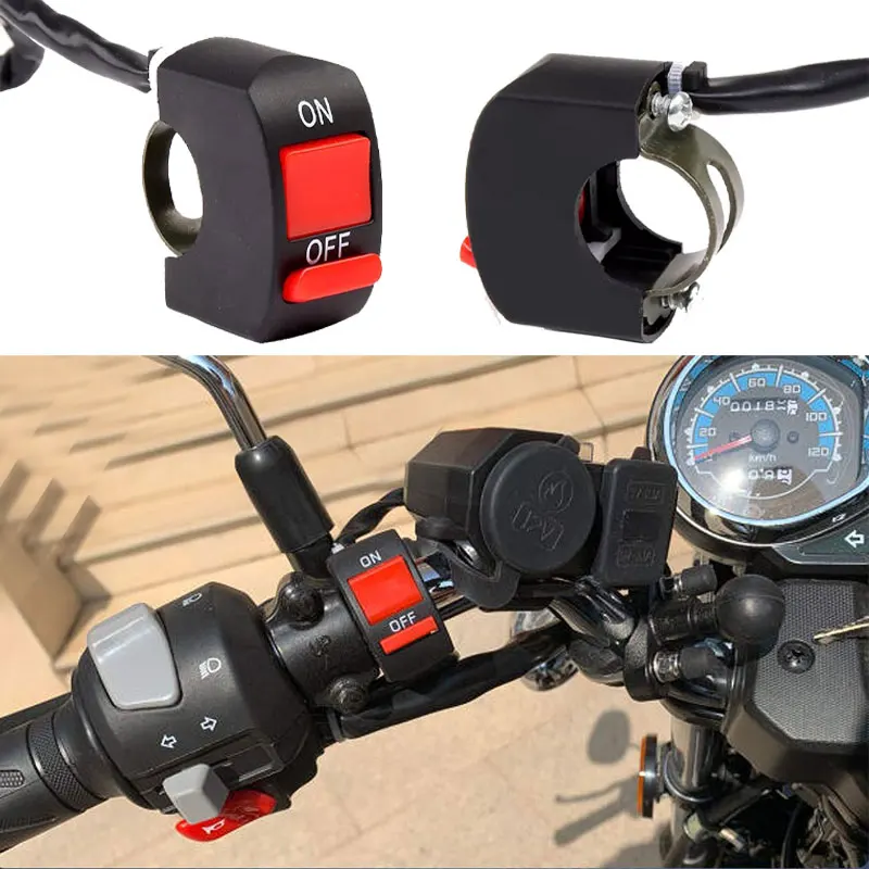 

Motorcycle ON/OFF Switch Push Button Handlebar Connector Universal Flameout Switch Button Controller Motor Bike Accessories