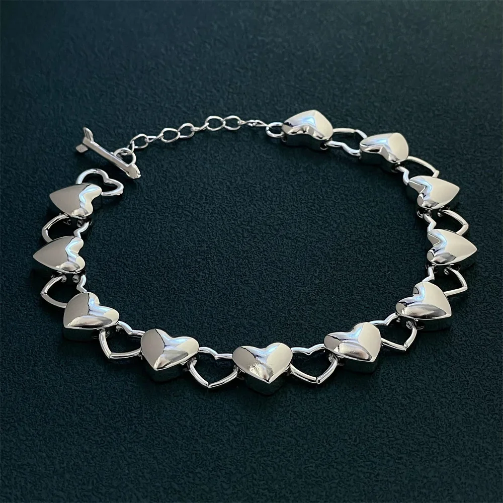 

Exquisite new 925 sterling silver heart bracelet, the perfect jewelry gift