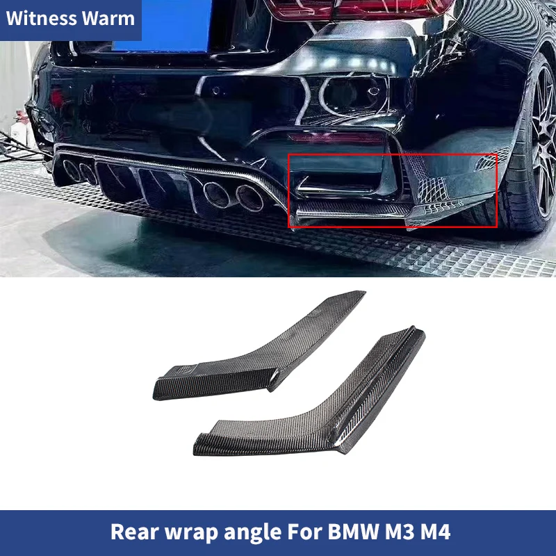 Carbon Fiber Car Spoiler Fender Wrap Angle for Bmw F80 M3 F82 F83 M4 Auto Car Rear Bumper Aprons Side Splitter