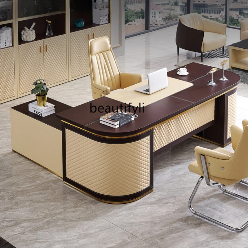 

Boss President Table and Chair Combination Simple Desk Executive Desk Office Office Desk