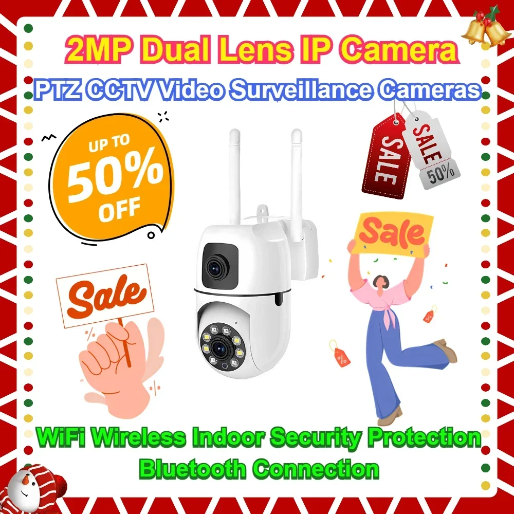 

WiFi Wireless Indoor Security Protection Bluetooth Connection PTZ CCTV Video Surveillance Cameras 2MP Dual Lens IP Camera