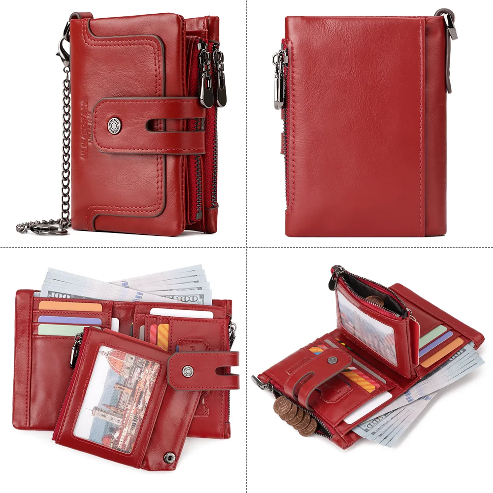 Portafoglio da uomo Bifold in vera pelle per biglietto da visita porta carte RFID rimovibile frizione sottile Design di lusso con cerniera