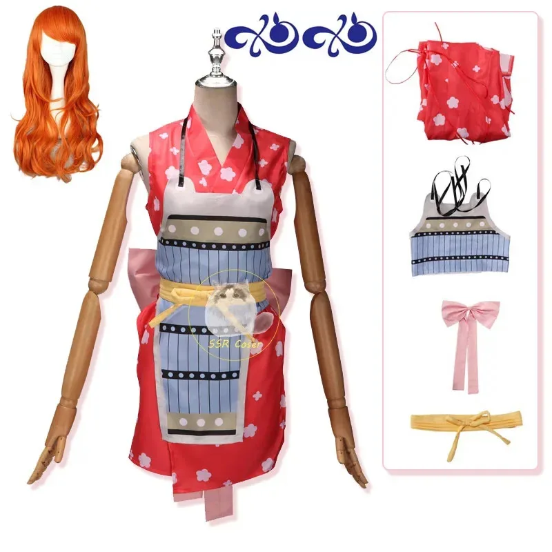 

Аниме Нами Косплей Костюм Нами Униформа Женское Красное Платье Включая Головные Уборы Татуировки Наклейки Парик Хэллоуин Карнавальный Костюм Девушка