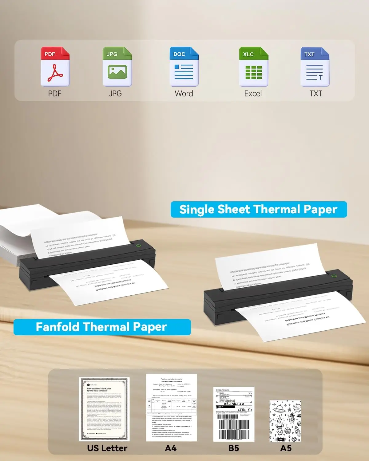 Wireless Bluetooth Tattoo Printer Portable A4 Thermal Printer Support 8.5 "X 11" US Letter&A4 Size Compatible with Phone Laptop