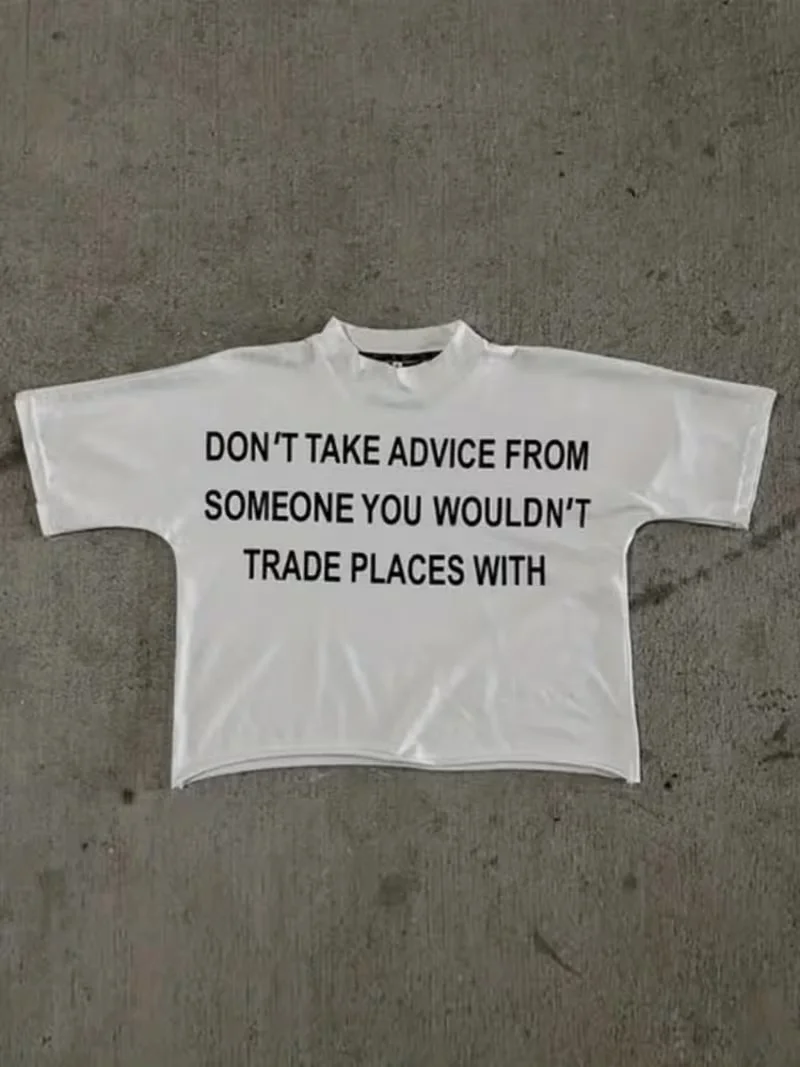New Arrival: Inspirational Text Print T-shirt for both men and women. Loose fit, crew neck design,casual and stylish, Y2K style.