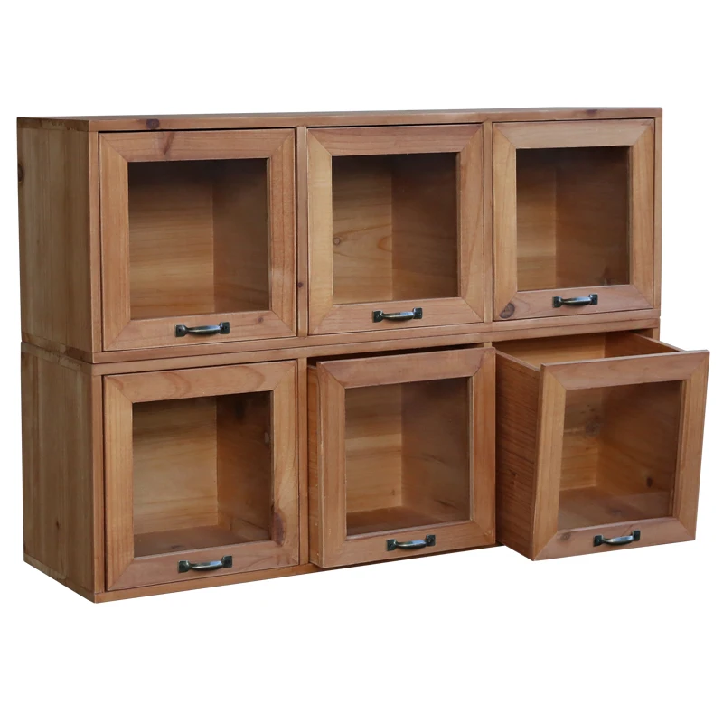 

Glass drawer table cosmetics wooden retro storage box storage box home desktop finishing