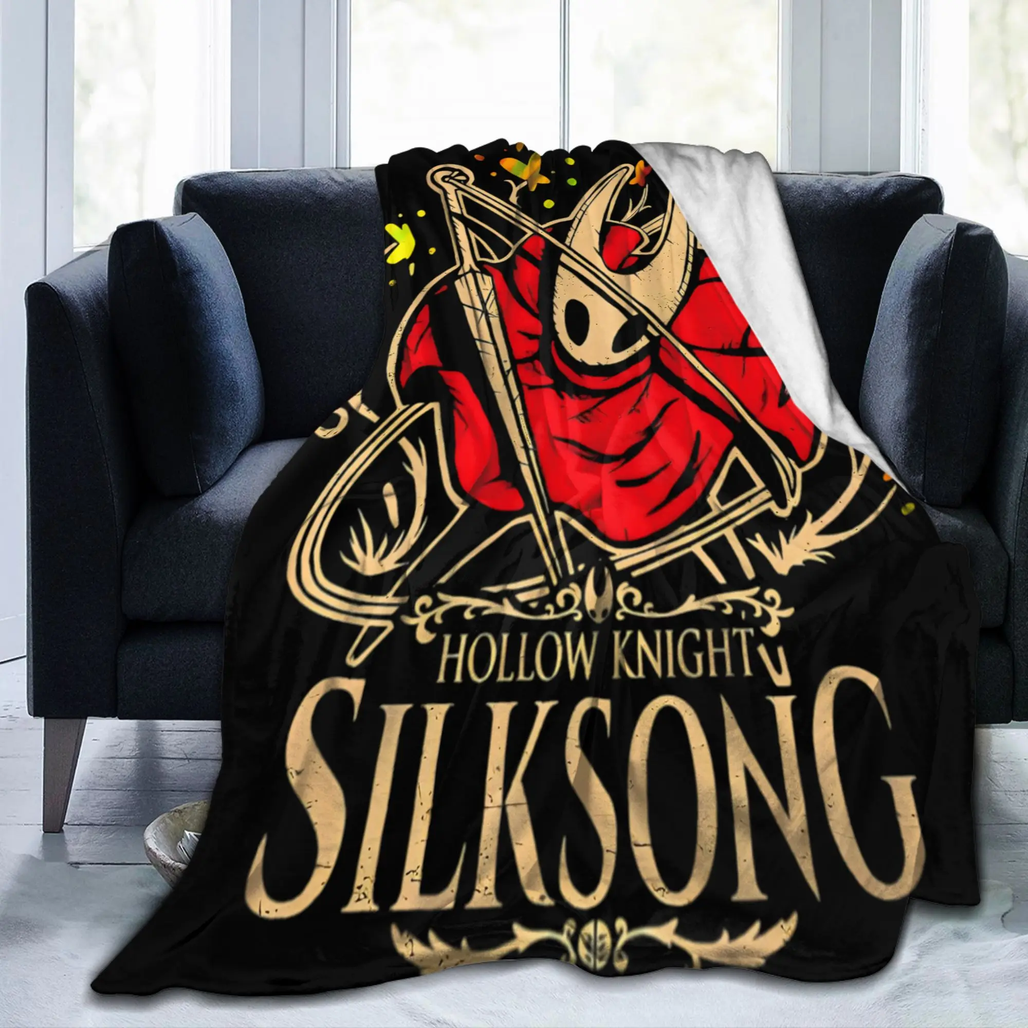 Hollow Knight Silksong Gothic Flannel Throw Blankets Indie Game for Bedspreads Knitted Blanket Office Ultra-Soft Multifunction