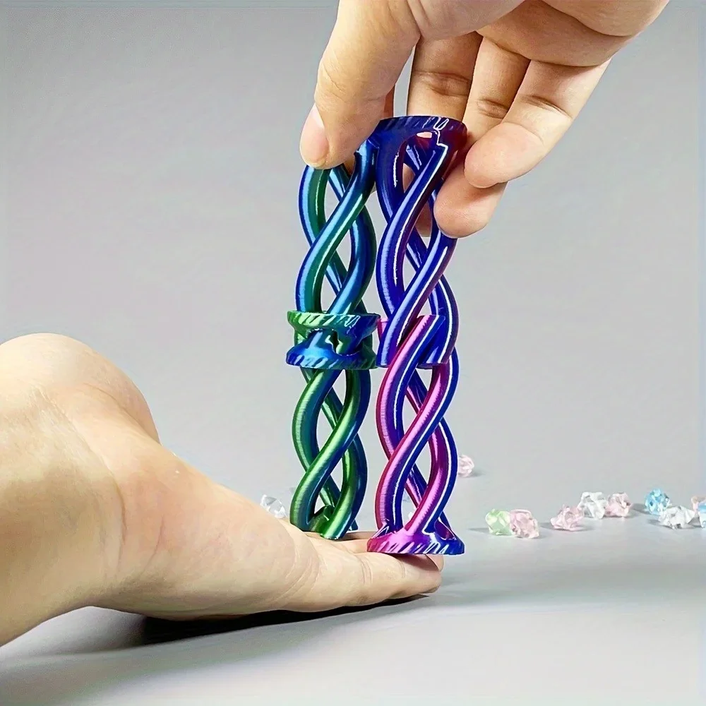 Fidget Spinner Spiral Three-dimensional Puzzle Toy 3D Printed Desk Ornament - Colorful Gradient Spiral Design Stress Relief Toy
