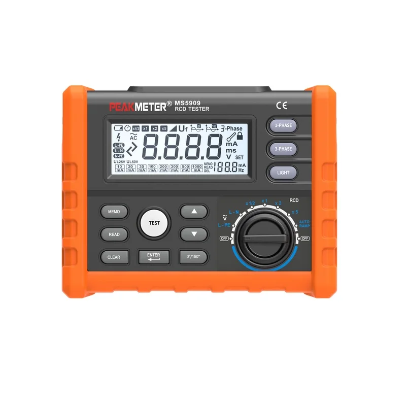 

MS5909 Single-phase/3-phase Leakage Switch Tester RCD Tester AC Voltage Test with Wiring Systems,Fault voltage (UF) detection