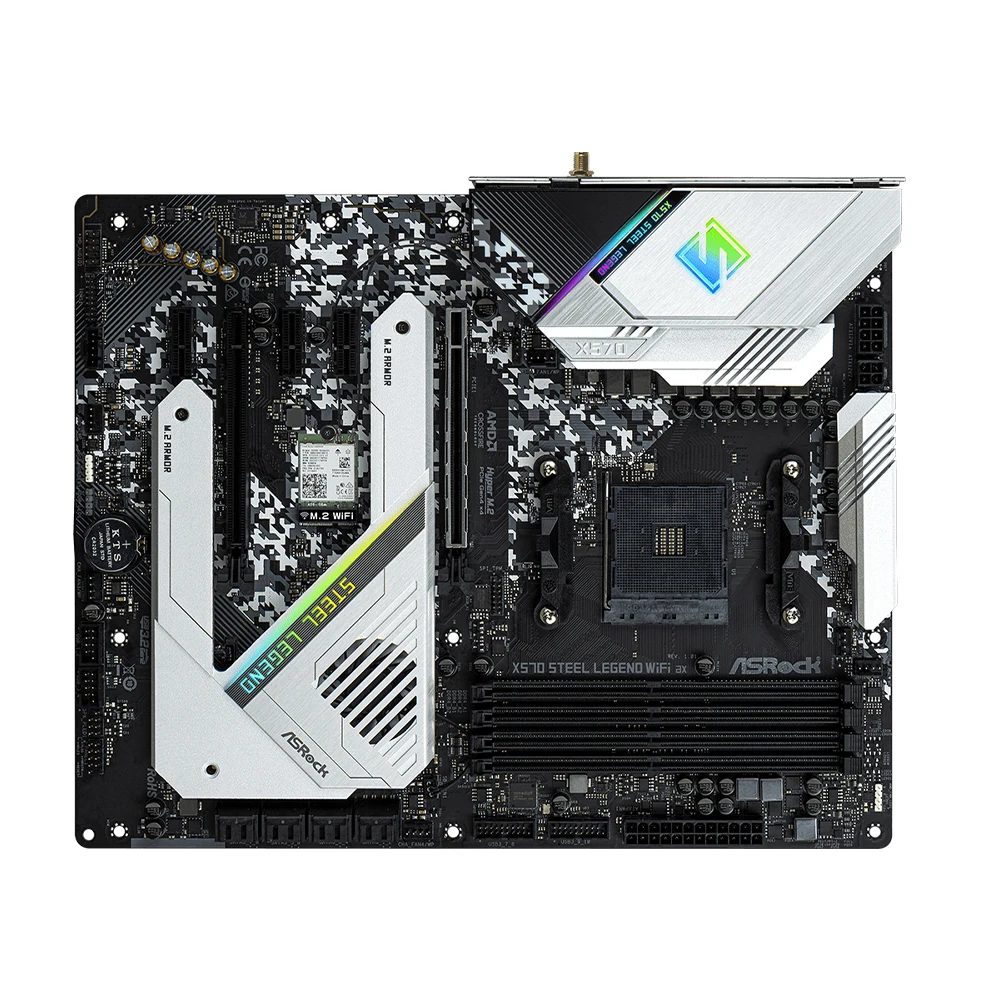 اللوحة الأم ASRock X570 STEEL LEGEND WIFI AX تدعم 5500 5600 5600X 5700X 5700x3D 5800x3D CPU 4xDDR4 128GB AMD AM4 HDMI ATX