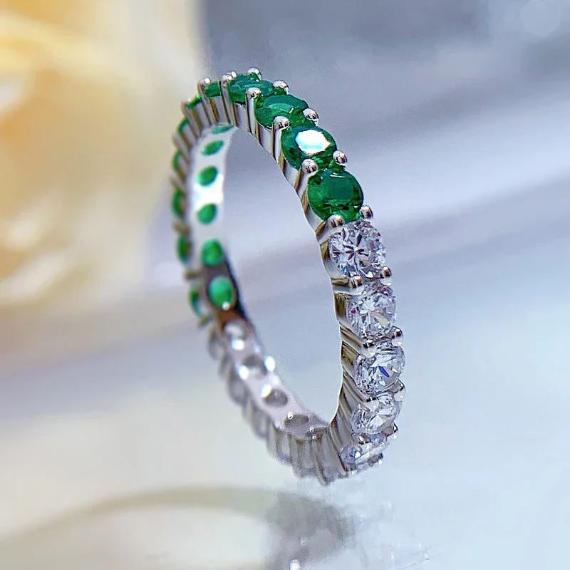 Karloch 100% 925 Sterling Silver Emerald High Carbon Diamond Rings For Women Sparkling Wedding Party Fine Jewelry Gift Wholesale