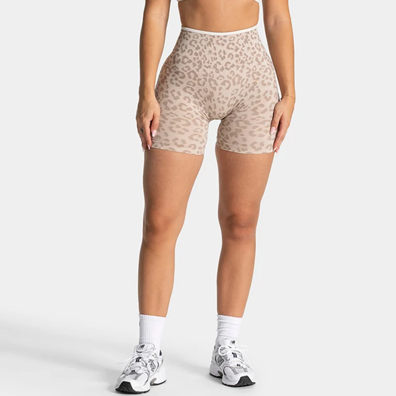 Leopard Outer Wear Tight Cycling Athletic Gym Shorts 2026 High-Waisted Buttock Lifting Yoga Shorts Summer Seamless Yoga Legging