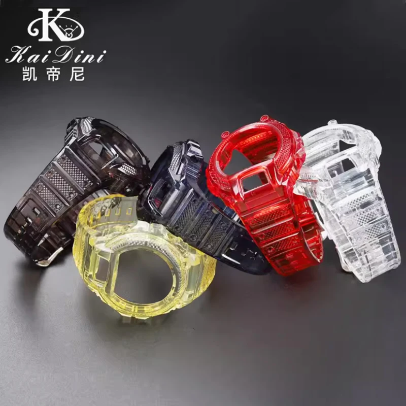 DW 6900 Case + strap for Casio G-Shock DW-6900 Transparent TPU Resin Silicone Bezel Band Men Women Sport Watch Accessories men's