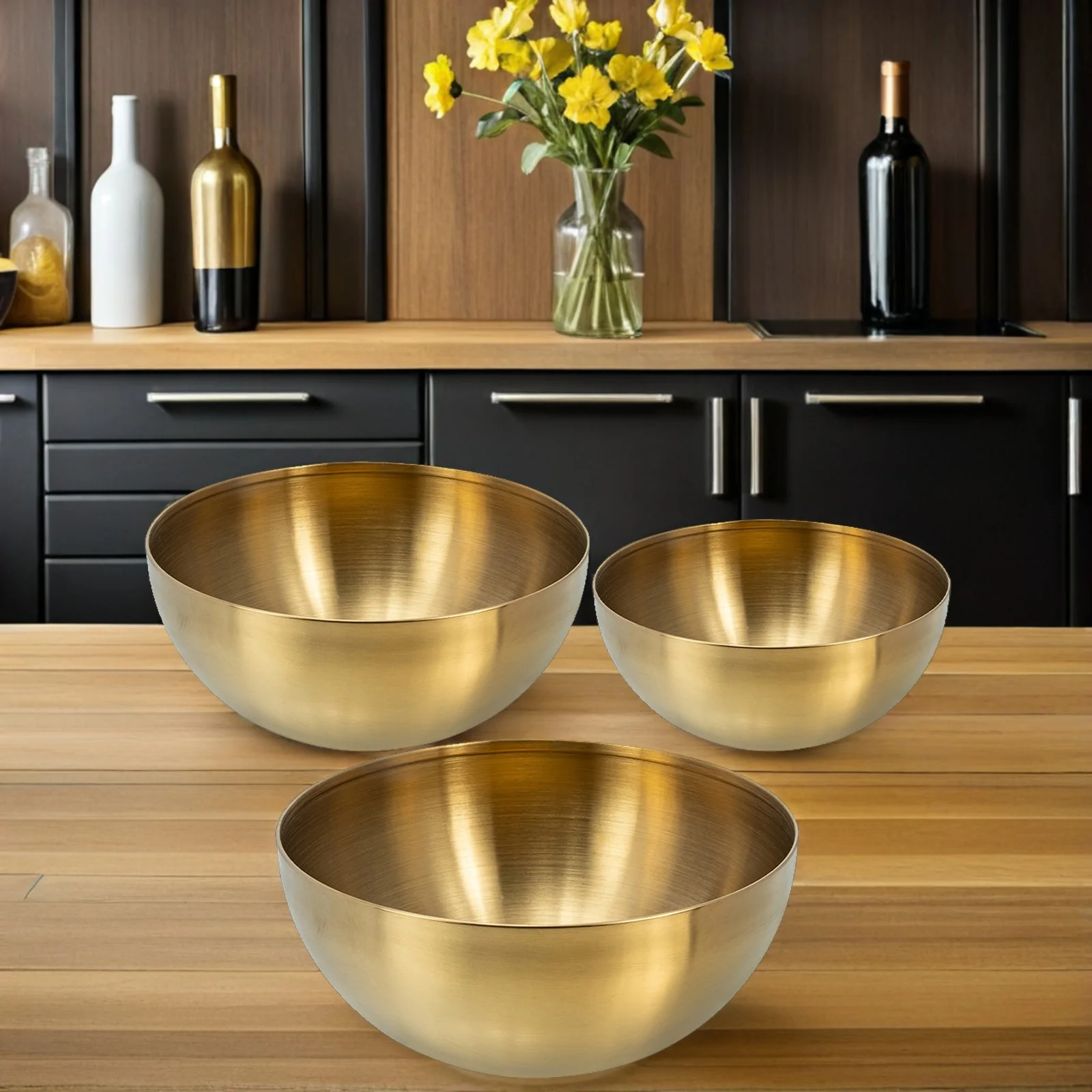 

3pcs Stainless Steel Salad Bowls Set Multi- Noodles Fruit Storage Bowl Kitchen Food Container Prep Mixing Bowl