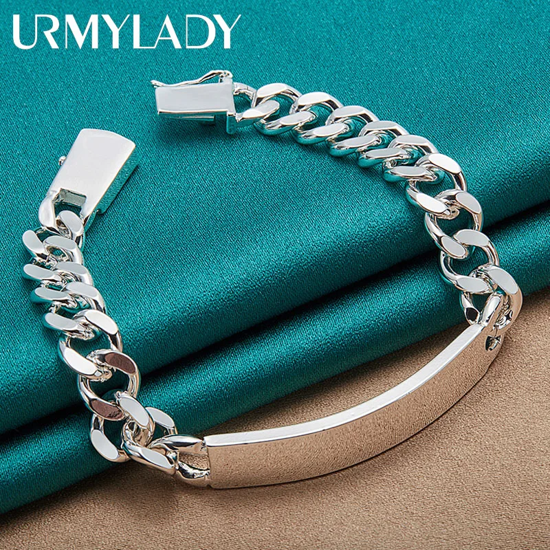 Charm 925 sterling silver design noble pretty 10MM Mens chain Jewelry fashion Geometric Bracelet factory price