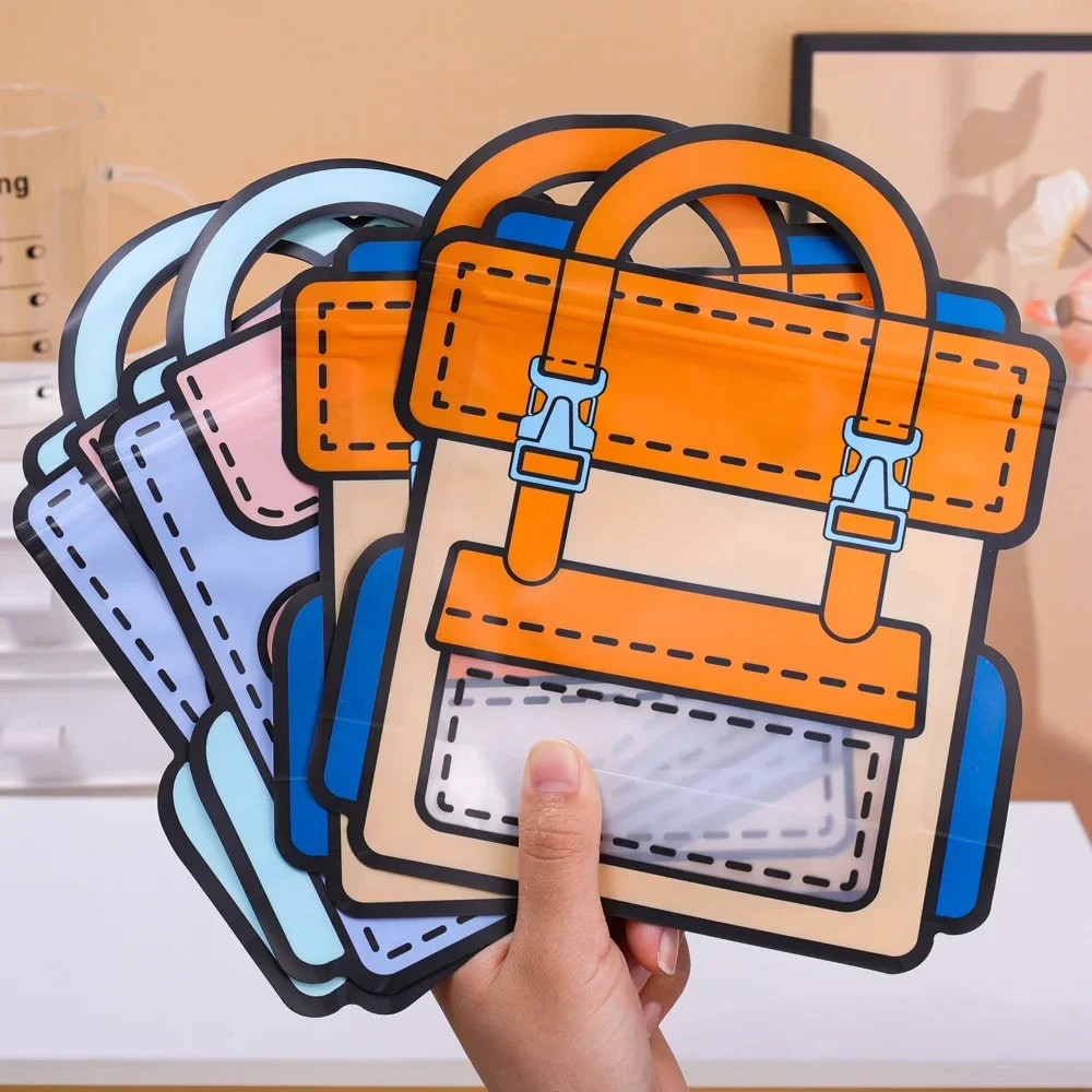 60-1Pcs Creative Gifts Packaging Bags Cartoon Backpack Shape Candy Snack Self-lock Bags For Kids Birthday Party Decors Gifts Bag