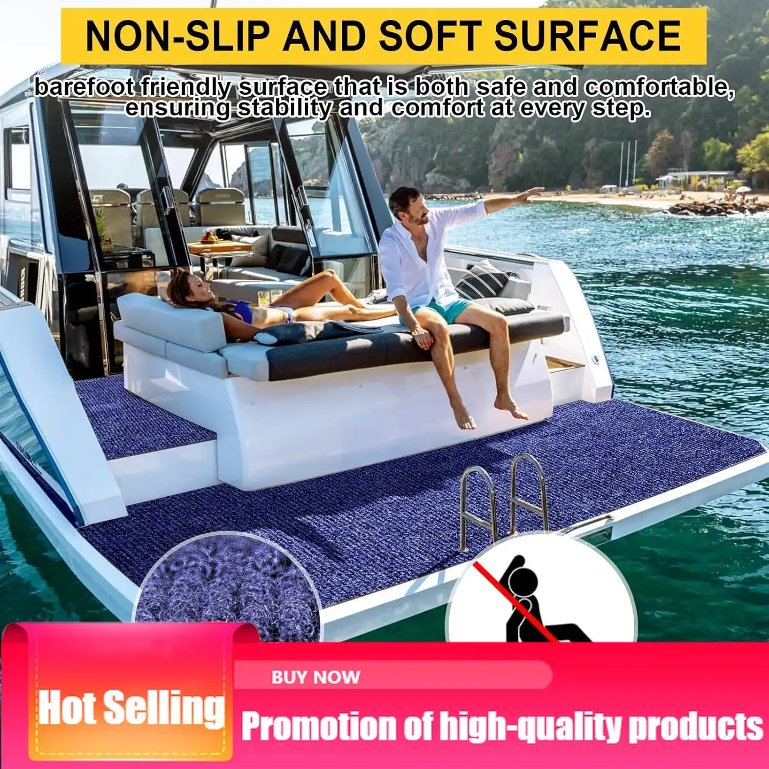 BestsellerBestsellerBestsellerCurated Living Marine Carpet,6 FT x 18 FT Deep Blue Indoor Outdoor Carpet 0.2" Thick Boat Carpet w