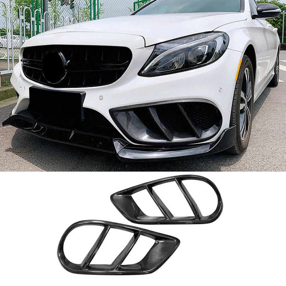 Front Bumper Air Vent Cover Mesh Grill Frame for Mercedes-Benz C Class W205 C43 AMG C180 C200 Sport 2015 - 2019 Carbon Fiber