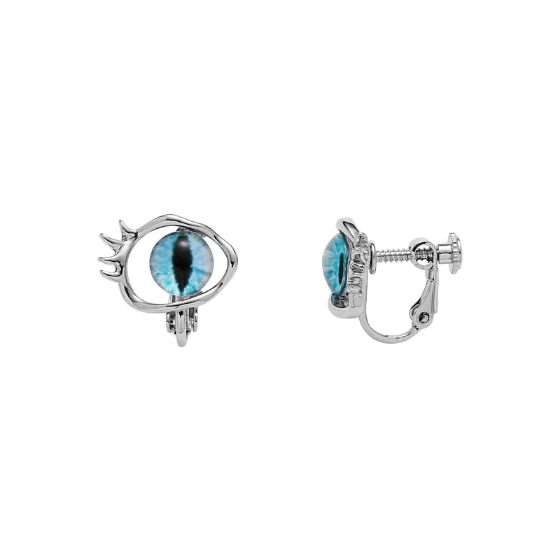 

Original Design Blue Cat Eye Ear Clips Women's Light Luxury Personality Design High Sense Ins Cold Wind Earrings Ear Jewelry