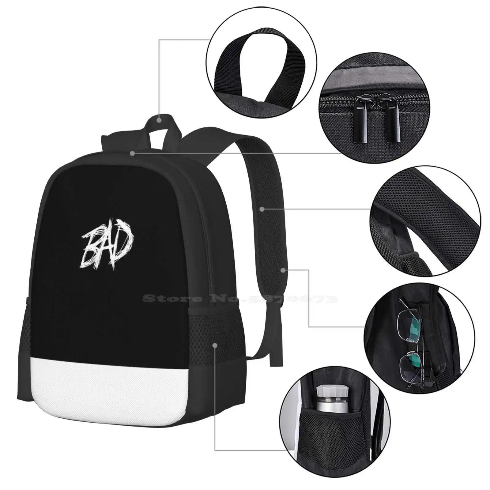 Bad ( ) 3d Print Design Backpack Student Bag Rap Bad Underground Usa Money