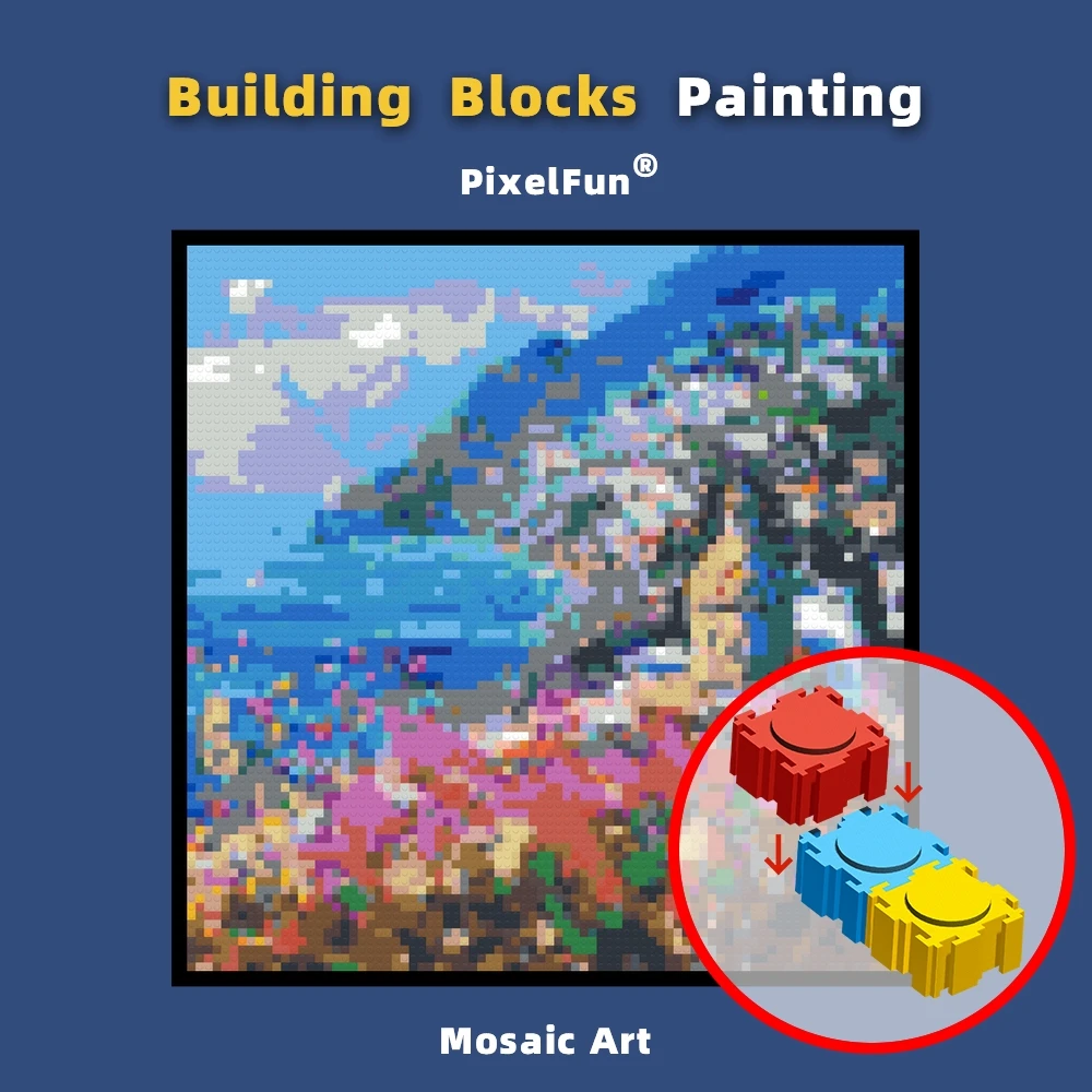 

Diy Building Blocks Painting Scenic Village Seaview Mosaic Pixel Art Photo Custom Home Decor Gift for Kids And Women Toys Bricks