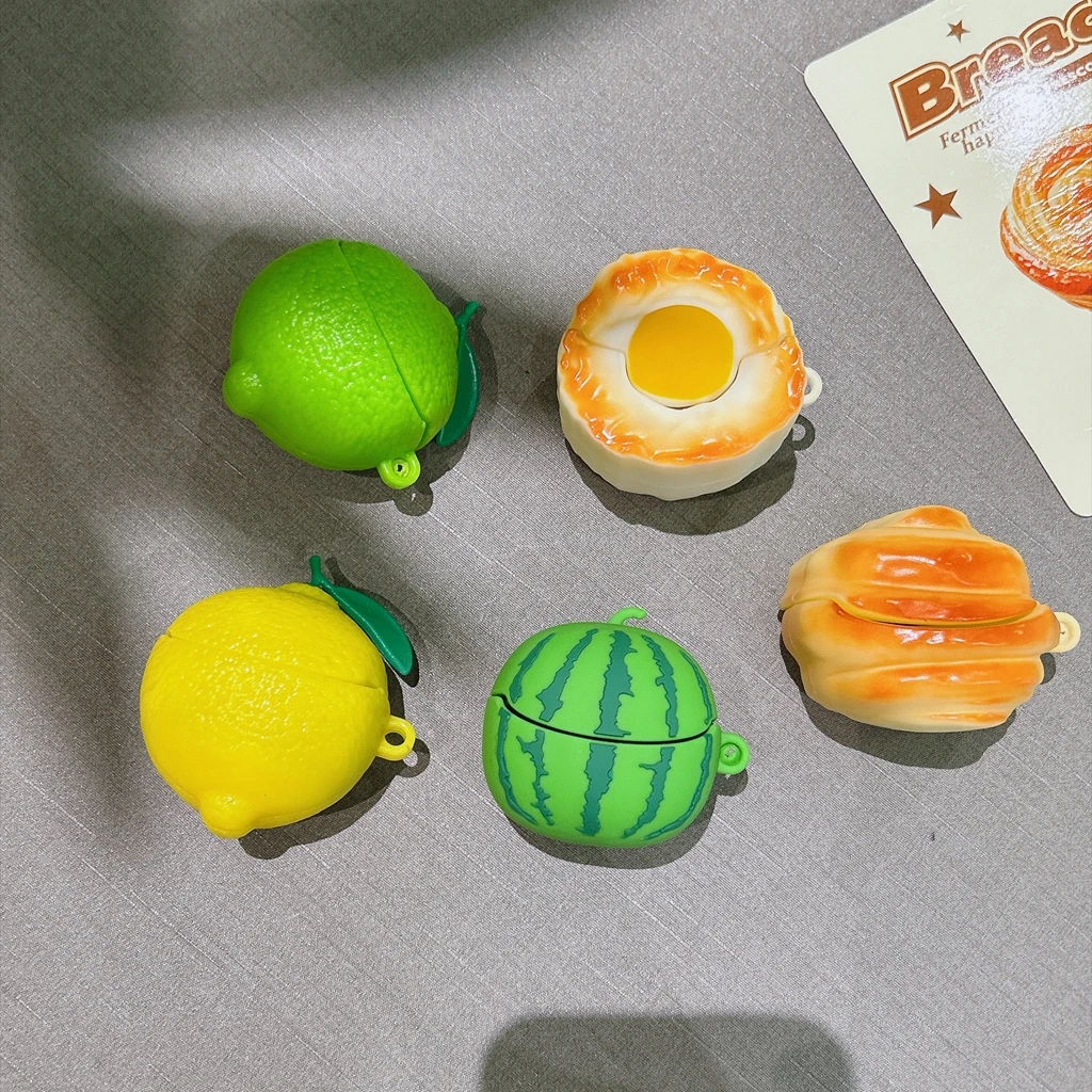 Fun Creative 3D Fruit Pastry Food Shape With Pendant Shock Proof Earphone Cover Case for Huawei FreeClip 2 Collector Edition