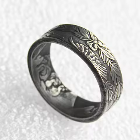 US Morgan Dollar Ring Silver Plated Coin Ring Handmade In Sizes 6-11